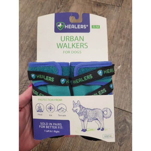 Healers Urban Walker III Waterproof Dog Boots Teal S/M Rain Snow - Picture 1 of 3